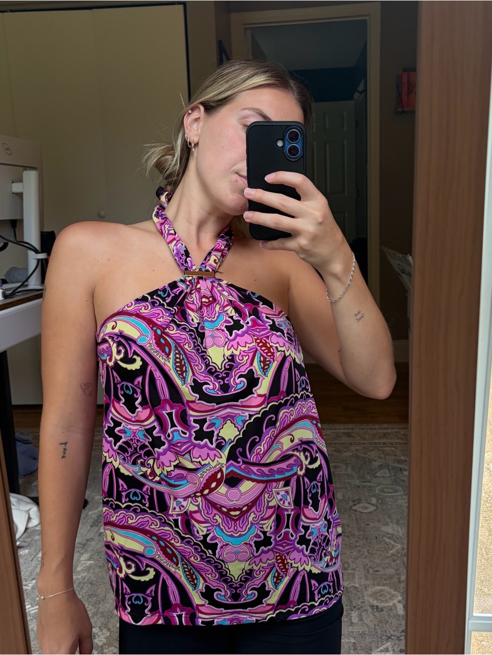 Jennifer Lopez Pink Paisley Halter Top